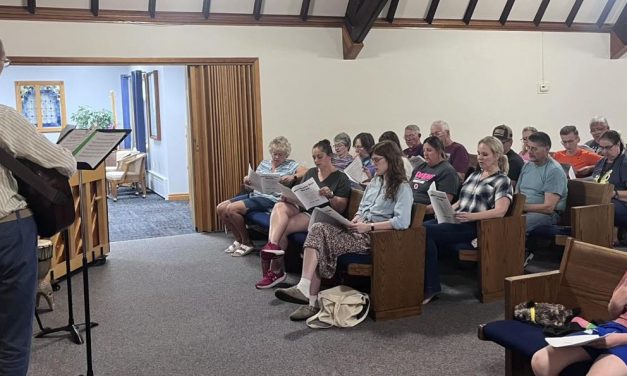 Ecumenical Choir Practicing for Thresher’s Service in Mid- July